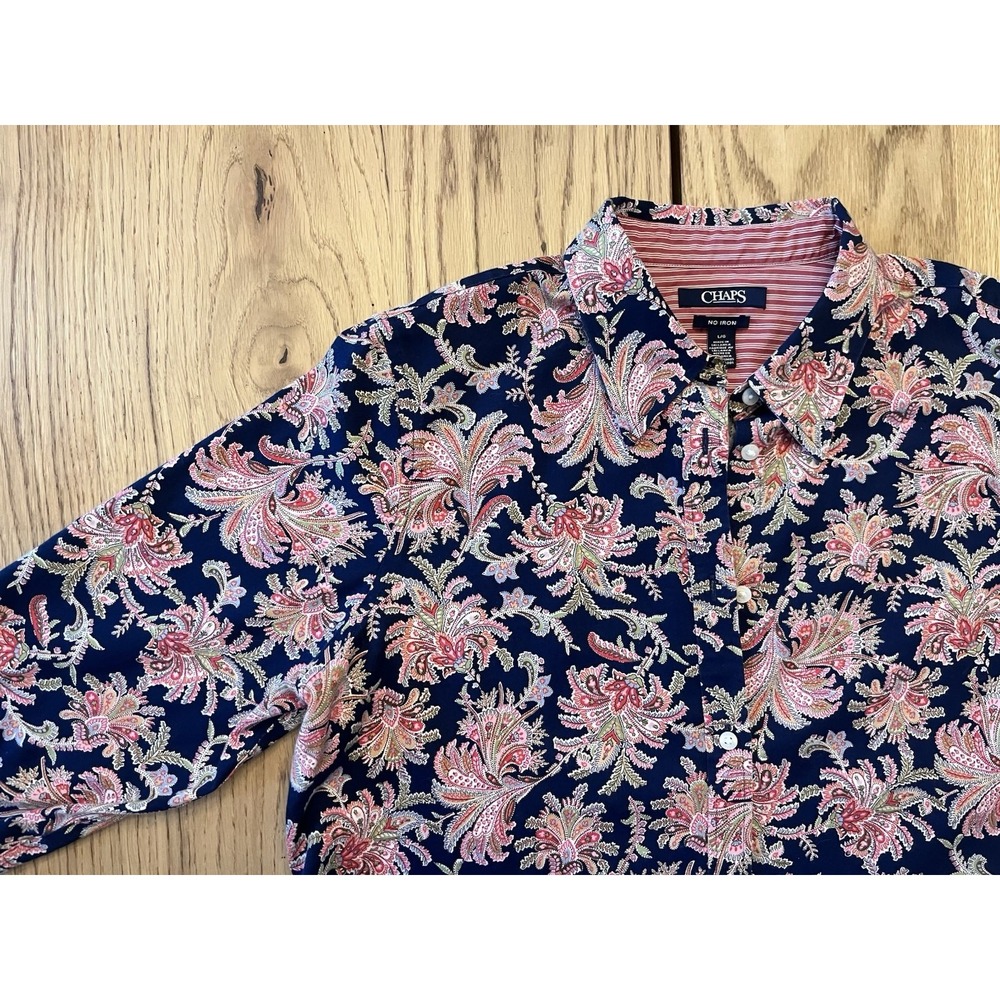CHAPS Womens L Floral Paisley  button up shirt Long Sleeve Cotton
